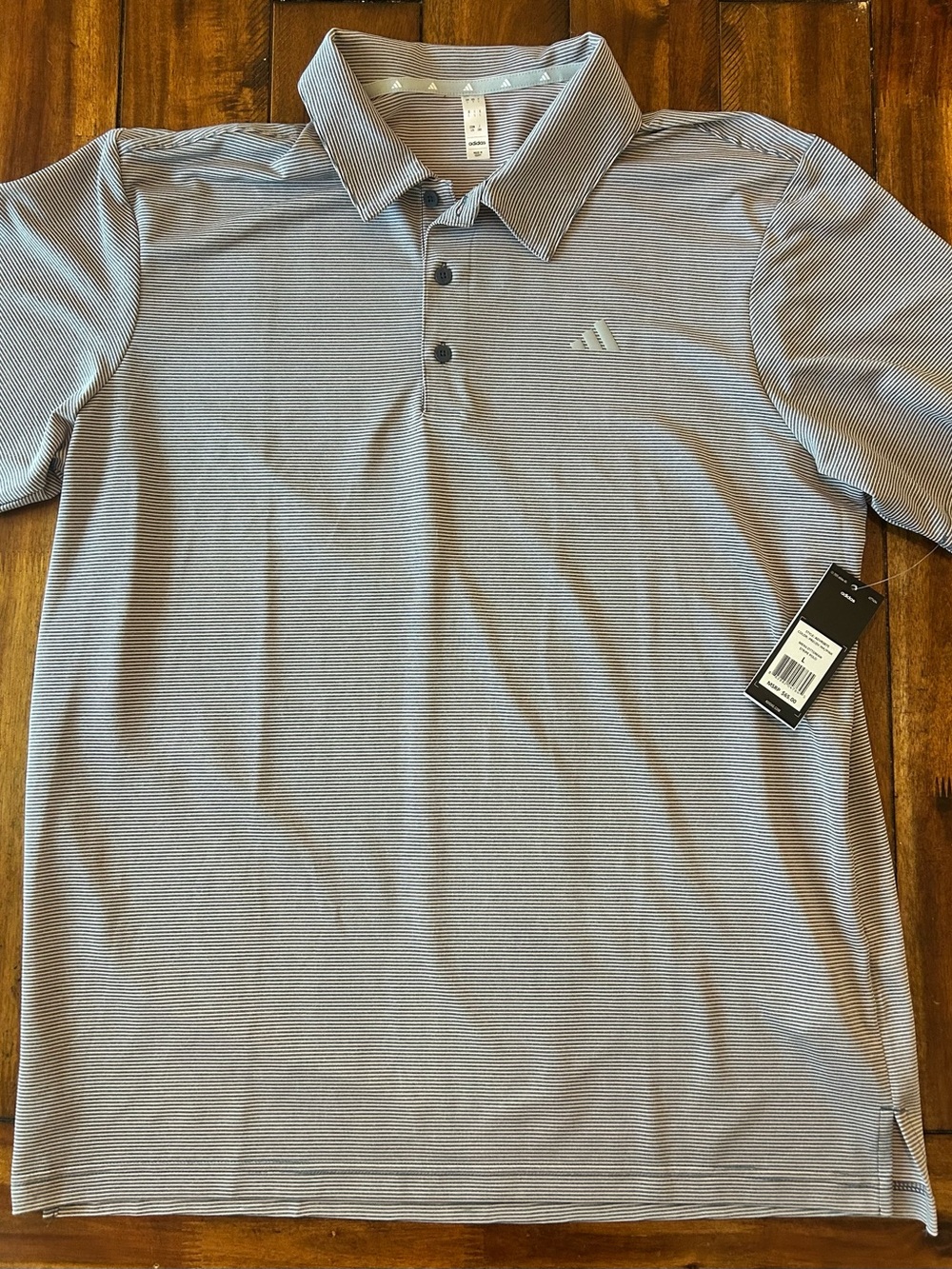 adidas Men’s Light Gray Striped Performance Polo